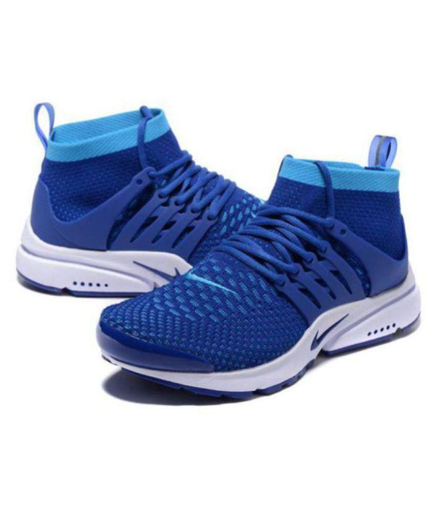 nike presto flyknit blue running shoes
