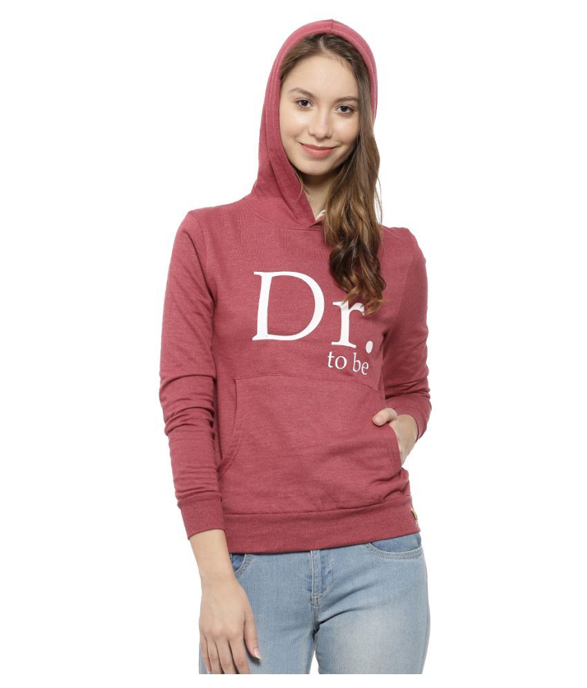     			Campus Sutra Cotton Maroon Hooded Sweatshirt