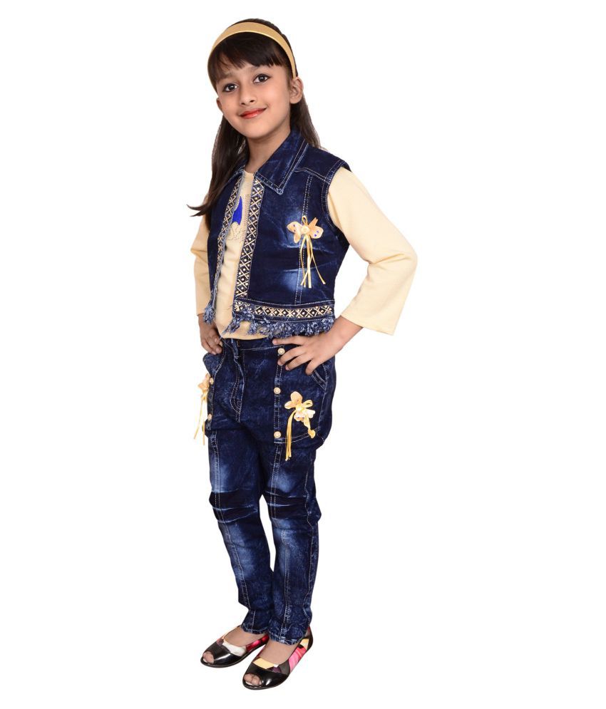 Girls Party Wear Top Jeans and Jacket ...