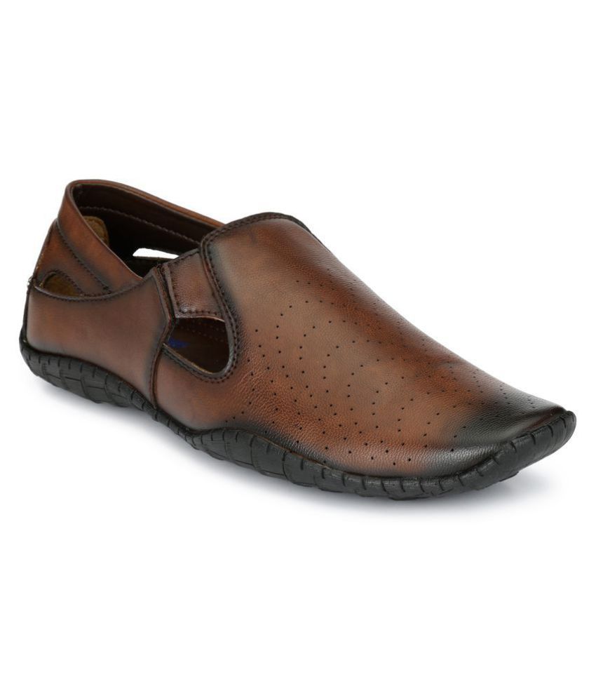 El Paso Brown Synthetic Leather Sandals Price in India