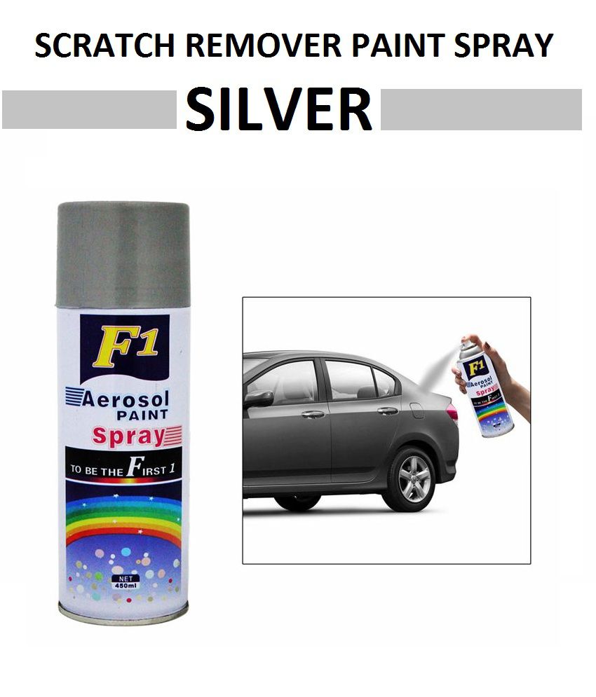 F1 Scratch Remover Lacquer Spray Paint Silver Colour450 Ml For Car Bike
