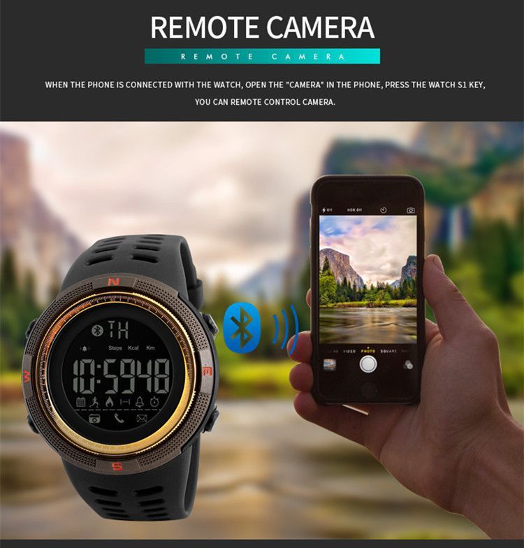 Skmei 1250 Smartwatch Pedometer Heart Rate Monitor Resin Digital Men's