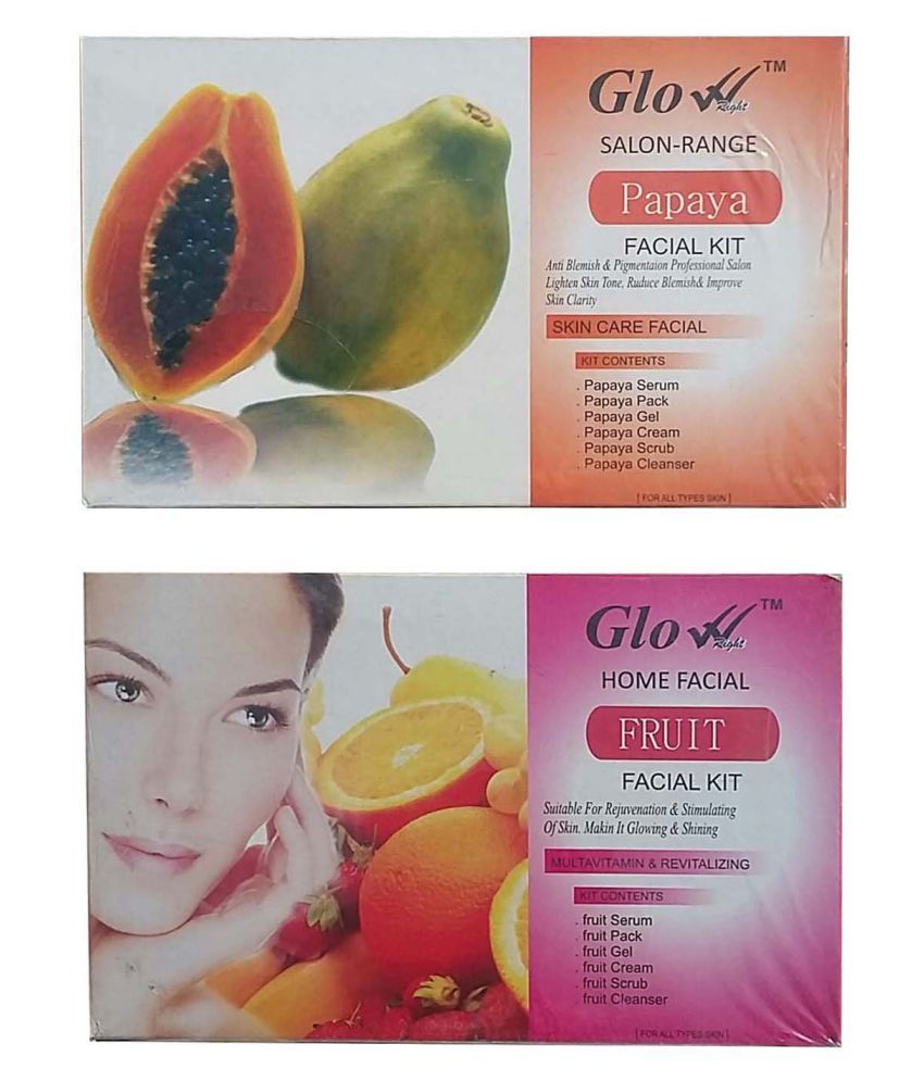 Glow Right (PAPAYA FACIAL KIT 310g + FRUIT FACIAL KIT 310g) Facial Kit