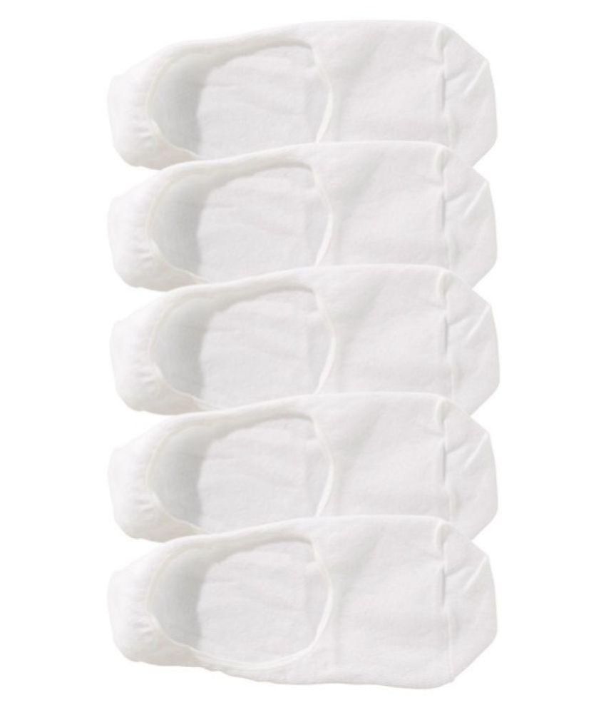     			Tahiro White Cotton Footies Loafer Socks - Pack Of 5