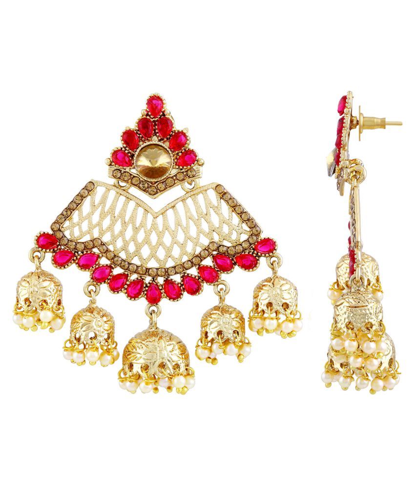     			Asmitta Ethnic Pink Kundan Gold Plated Jhumki Earring For Women