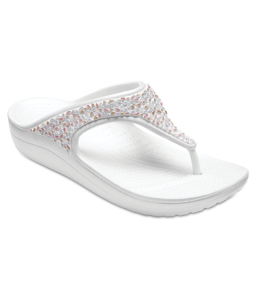 ladies white croc flip flops