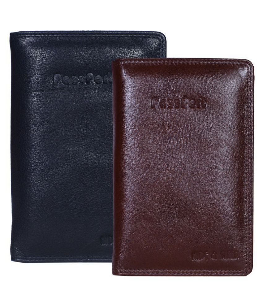     			Hide&Sleek RFID Protected Genuine Leather Passport Holder Combo