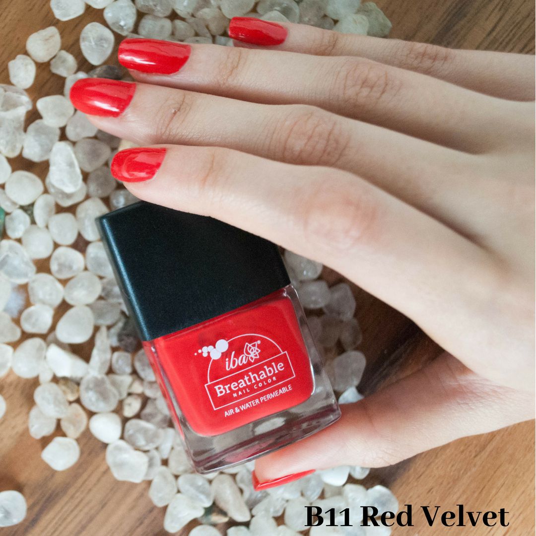 Iba Halal Breathable Nail Color Nail Polish B11 Red Velvet mL: Buy Iba ...