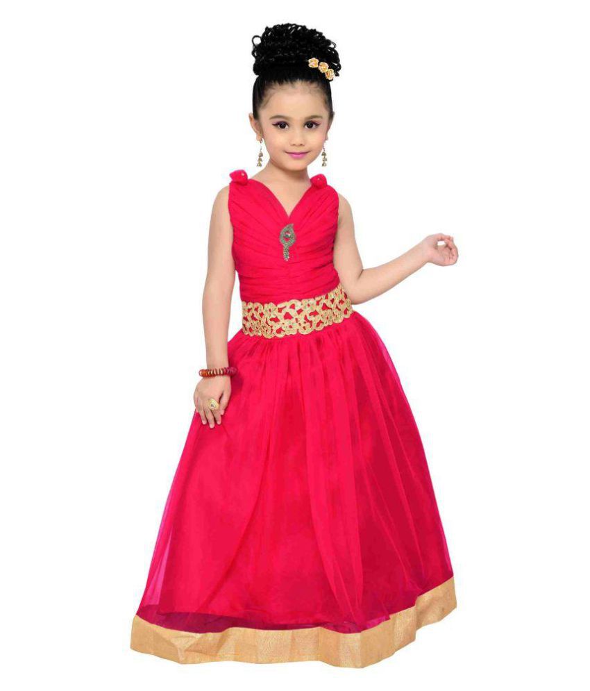     			Adiva Pink Net Gown