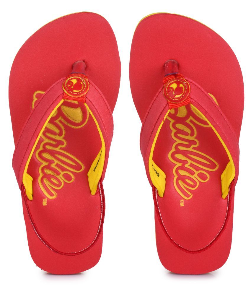 girls red flip flops