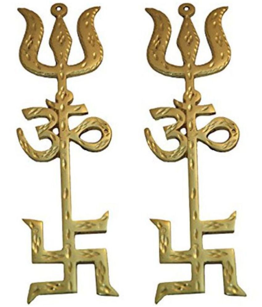     			nitin collection Brass Swastik Om Trishul Trishakti Set Of 2