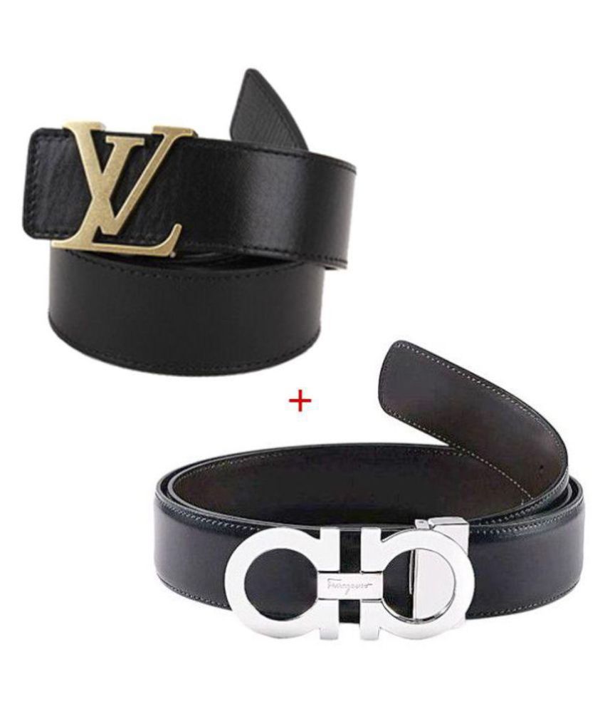 LV Belt Black Leather Casual Belt - Pack of 2: Buy Online at Low Price in India - Snapdeal