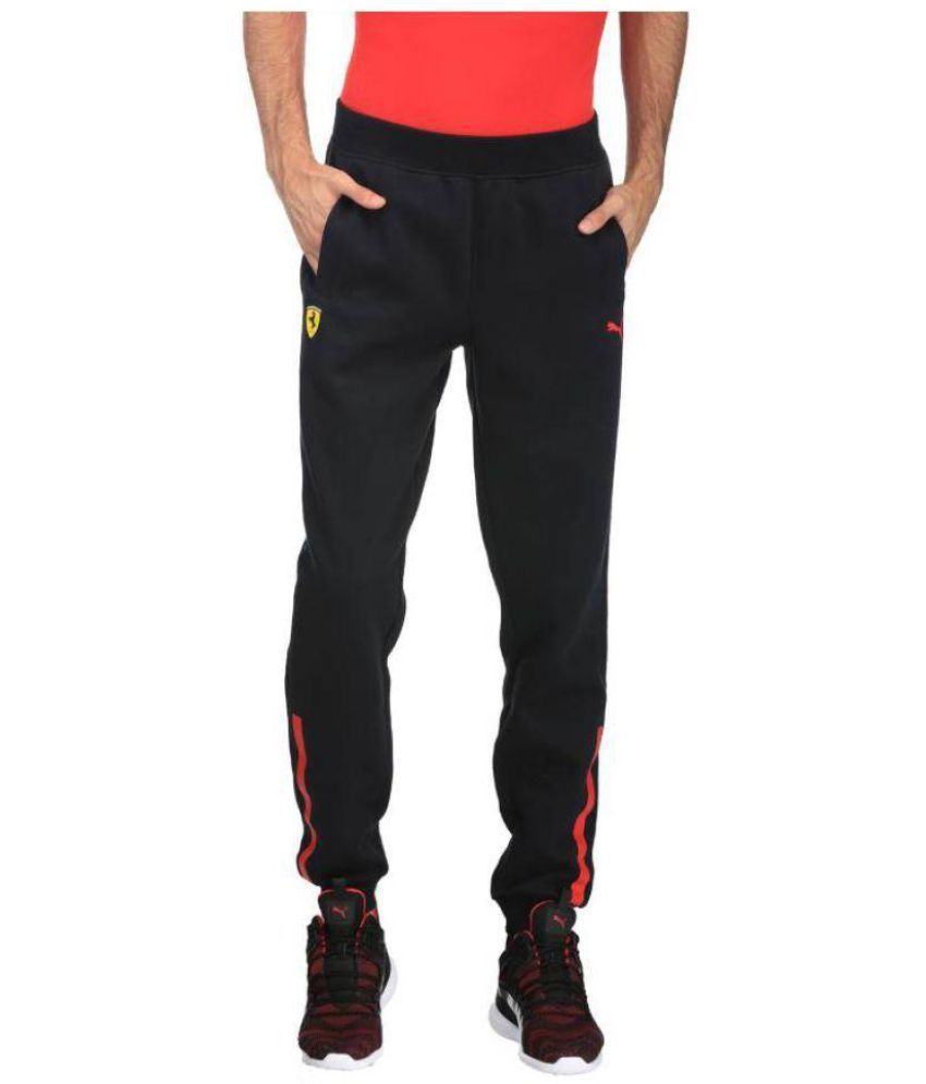 puma black polyester lycra trackpants