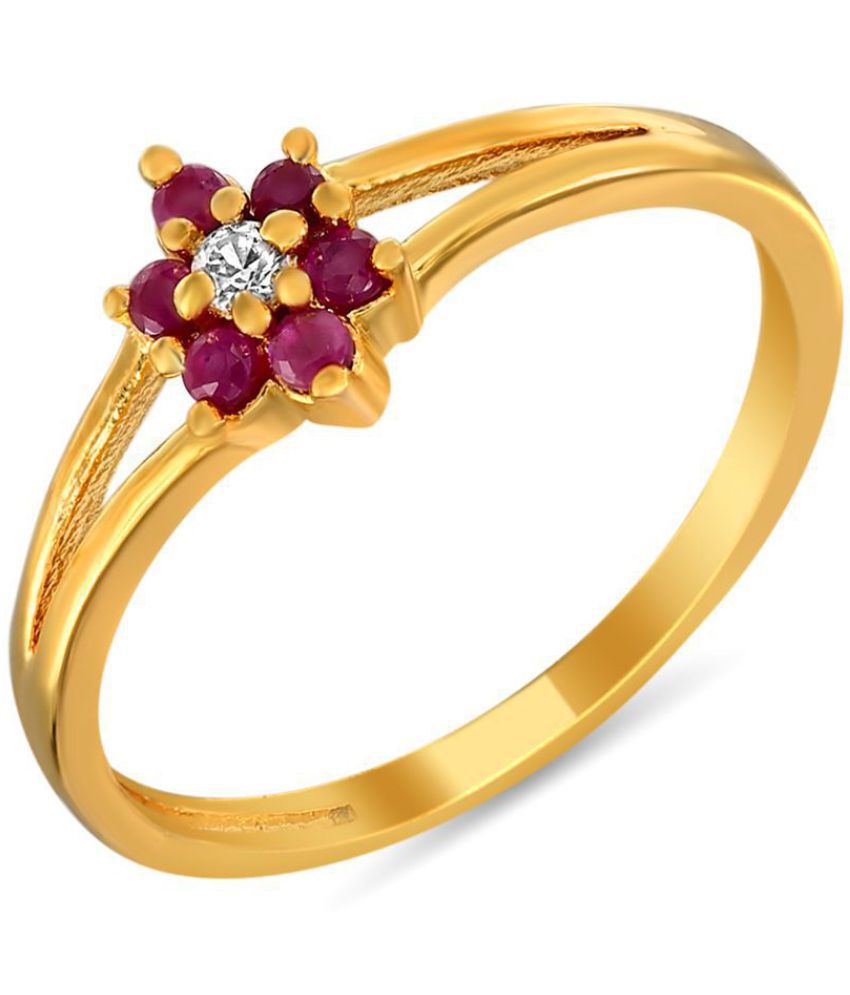 Mahi Golden Alloy Ring With Ruby And CZ Stones For Women FR1100298G16 ...