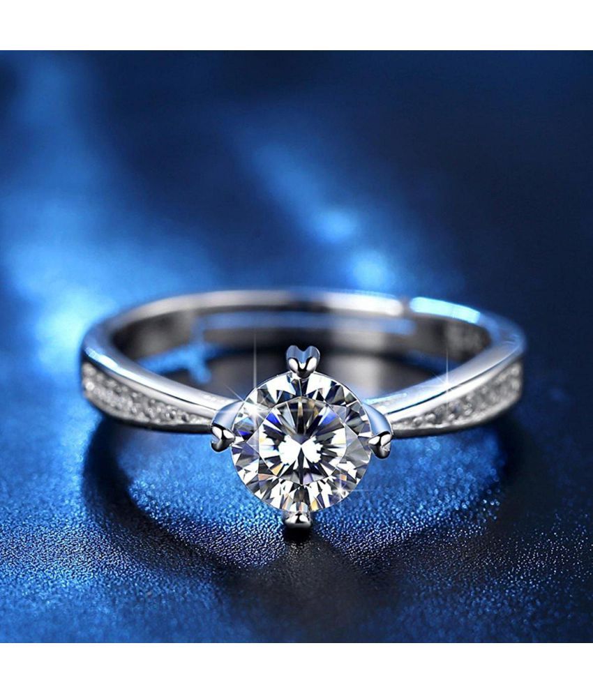 Stylish Queen Sterling Silver Swarovski Crystal Adjustable Women Rings 