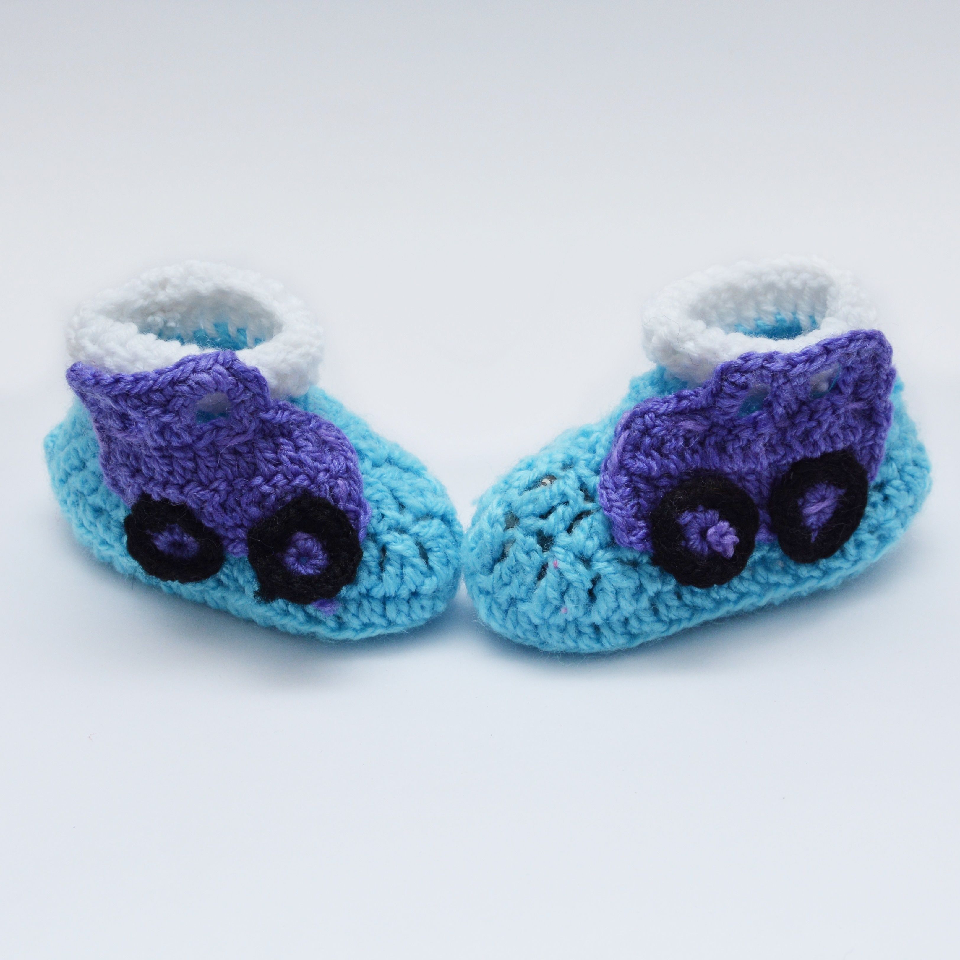 Love Crochet Art car crochet baby booties Sky Blue for 6