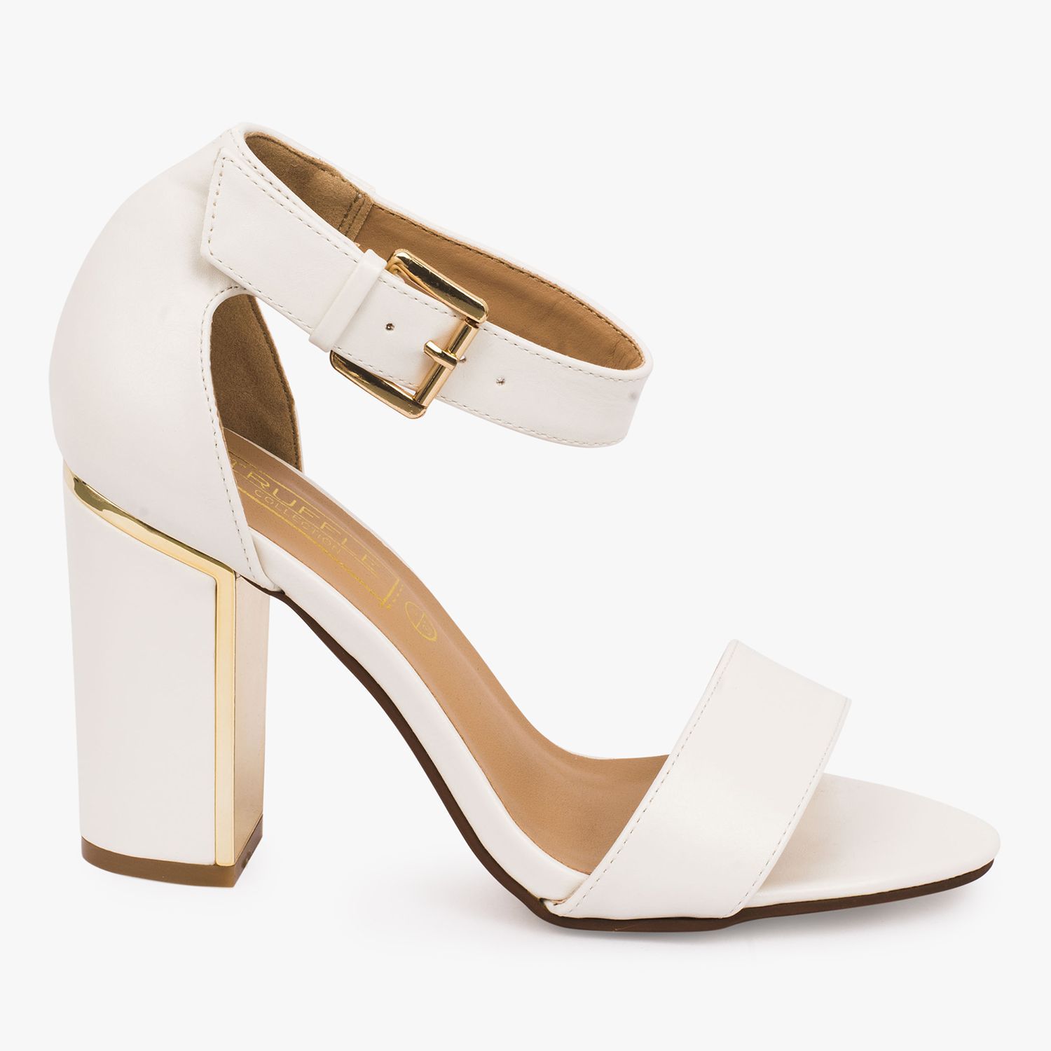 Truffle Collection White Block Heels Price in India- Buy Truffle ...