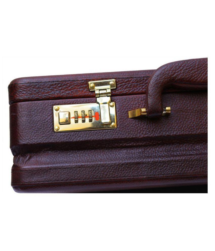 Buy Brand Leather Brown Leather Briefcase Online at Best Price in