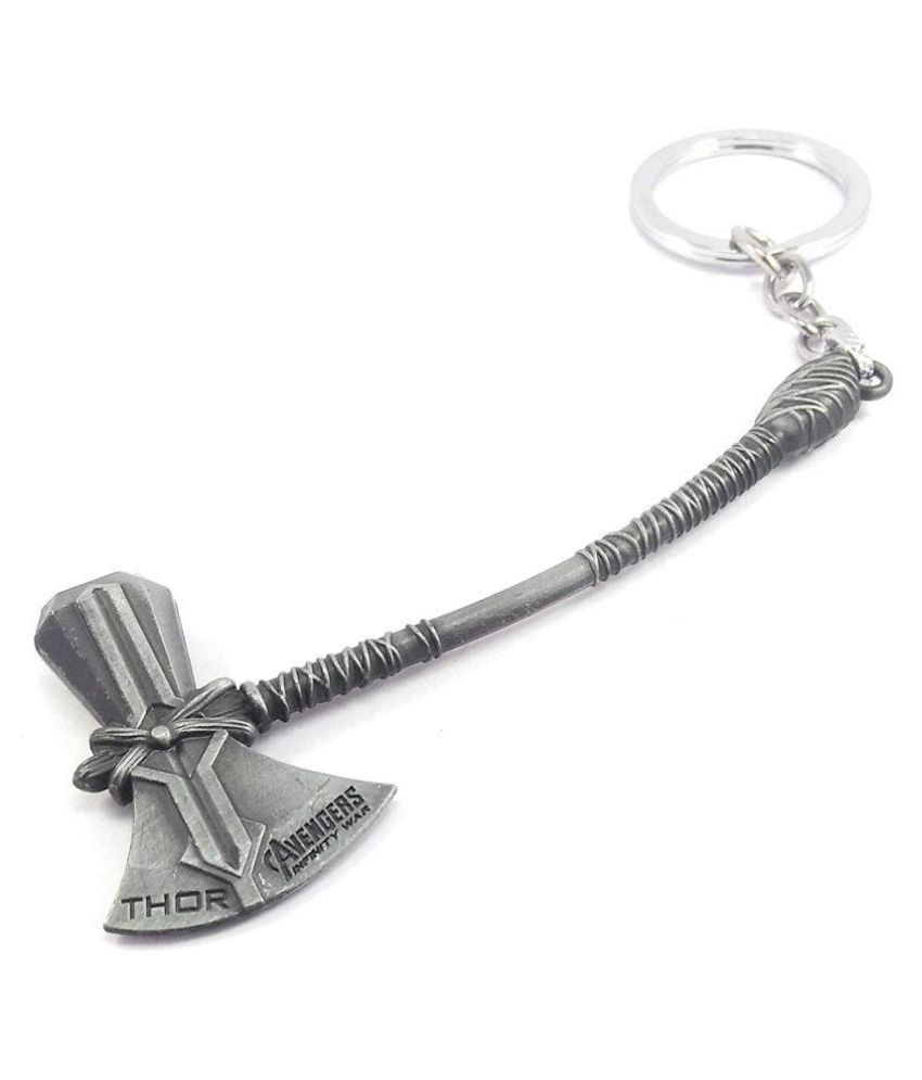     			Parrk Metal Avengers Infinity War Thor Axe Stormbreaker Alloy Antique Keychain for Bikes/Cars/Bags/Home/Cycle/Men/Women/Boys and Girl's(Silver)