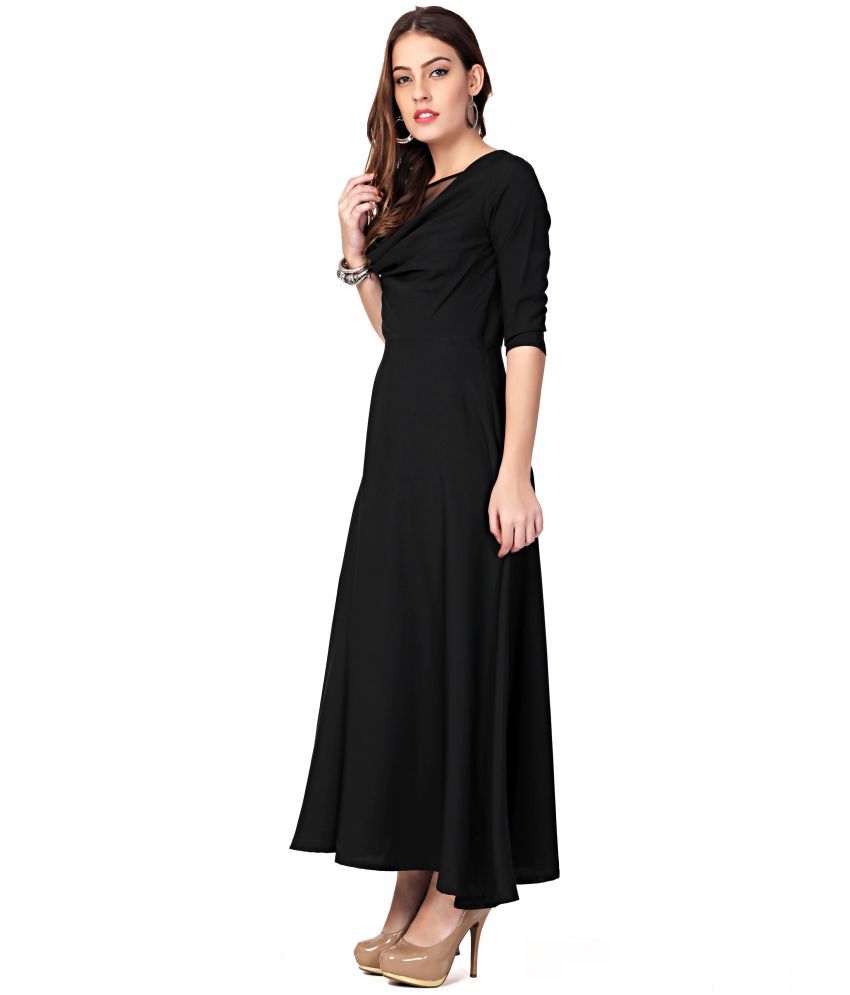 Shubhangini Fashion Crepe Black Regular Dress - Buy Shubhangini Fashion ...