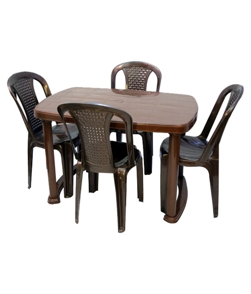 Trend Plastic 4 Seater Dinning Dining Table Chair Set Black