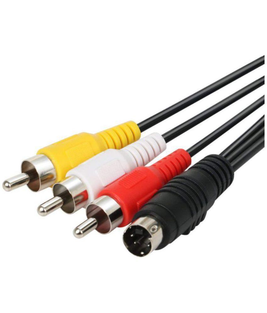 MARGAJ 1m Video Cable 4 Pin SVideo to 3 RCA Cable Male to Male
