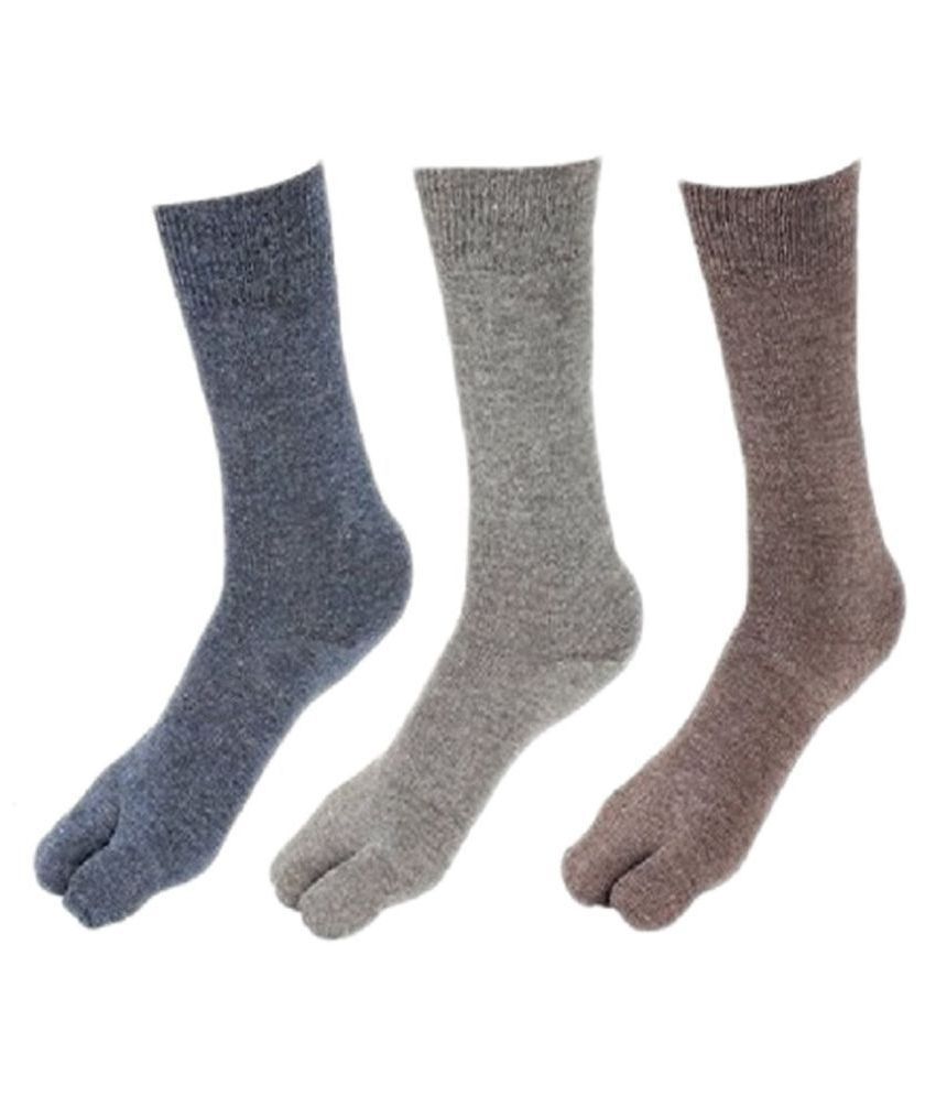     			Tahiro Multicolour Cotton Thumb Full Length Socks - Pack Of 3