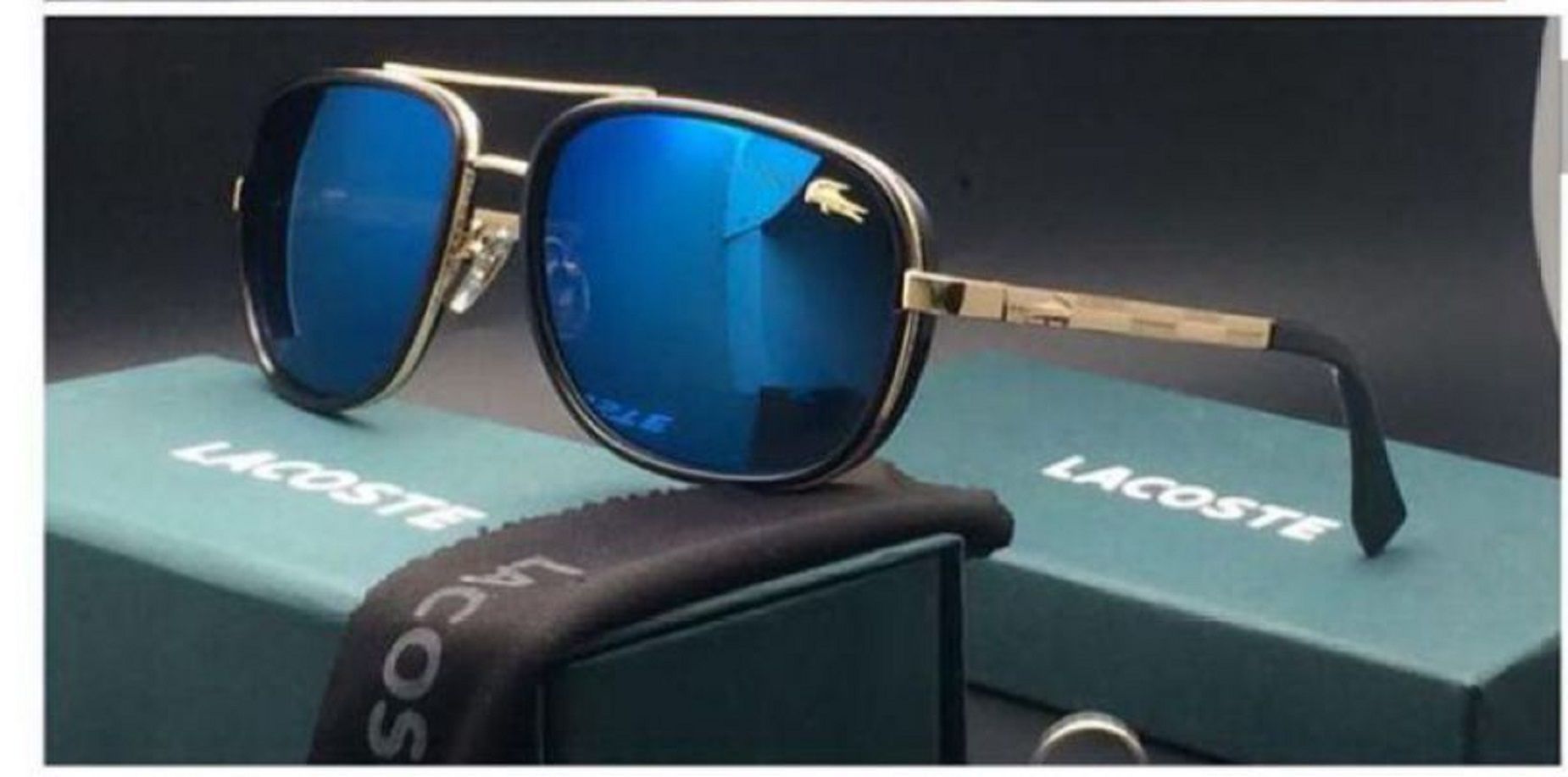 LACOSTE SUNGlASS Blue Square Sunglasses 