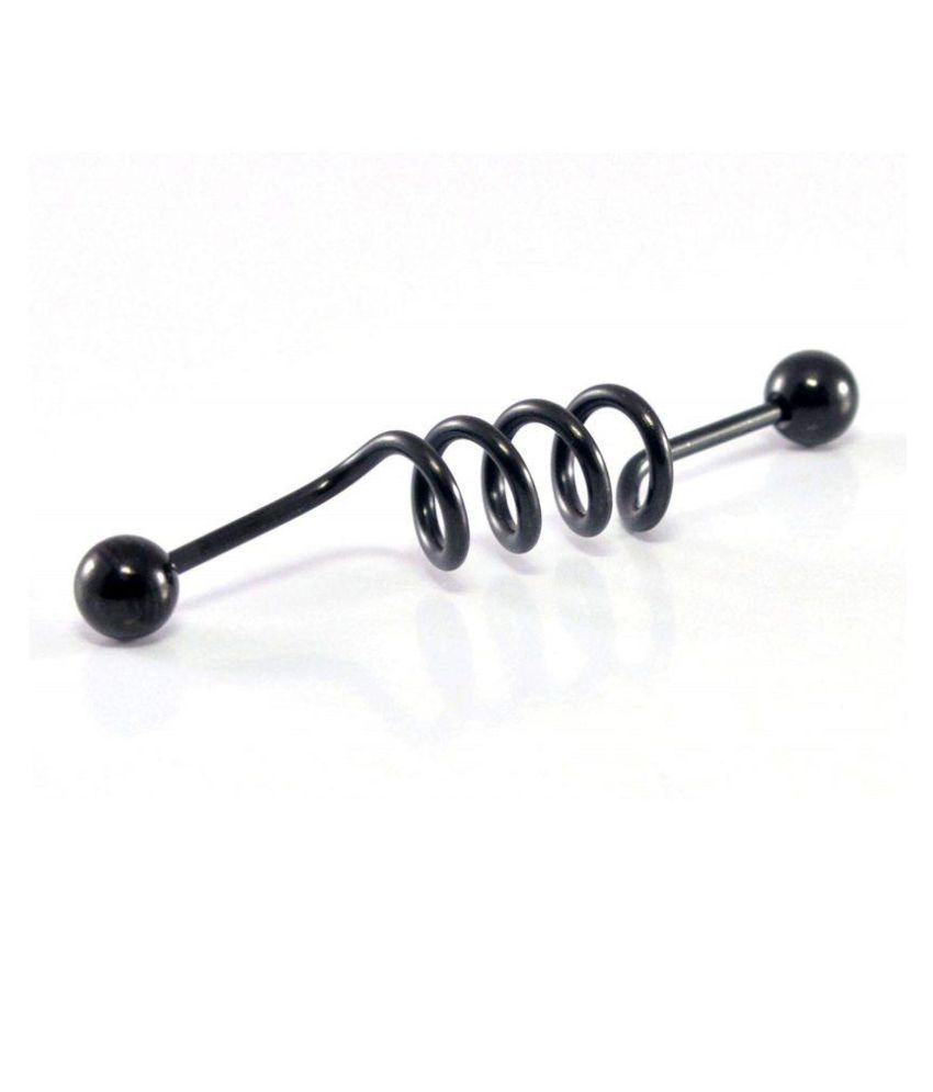 14 Gauge 1mm Black Double Ball Twisted Ear Industrial Barbell