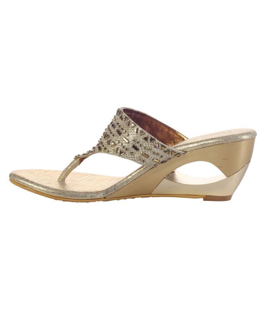 Khadim's Gold Wedges Heels Price in India- Buy Khadim's Gold Wedges ...