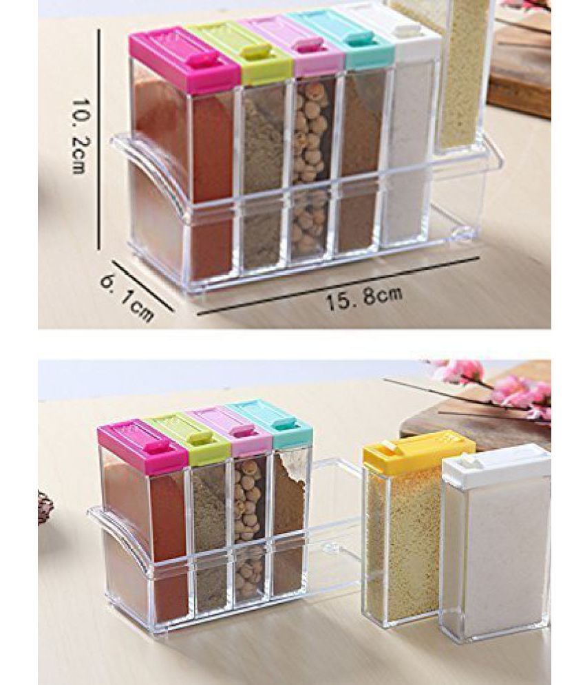 Everbuy Crystal Seasoning Box Spice Container Set of 6 Acrylic Spice