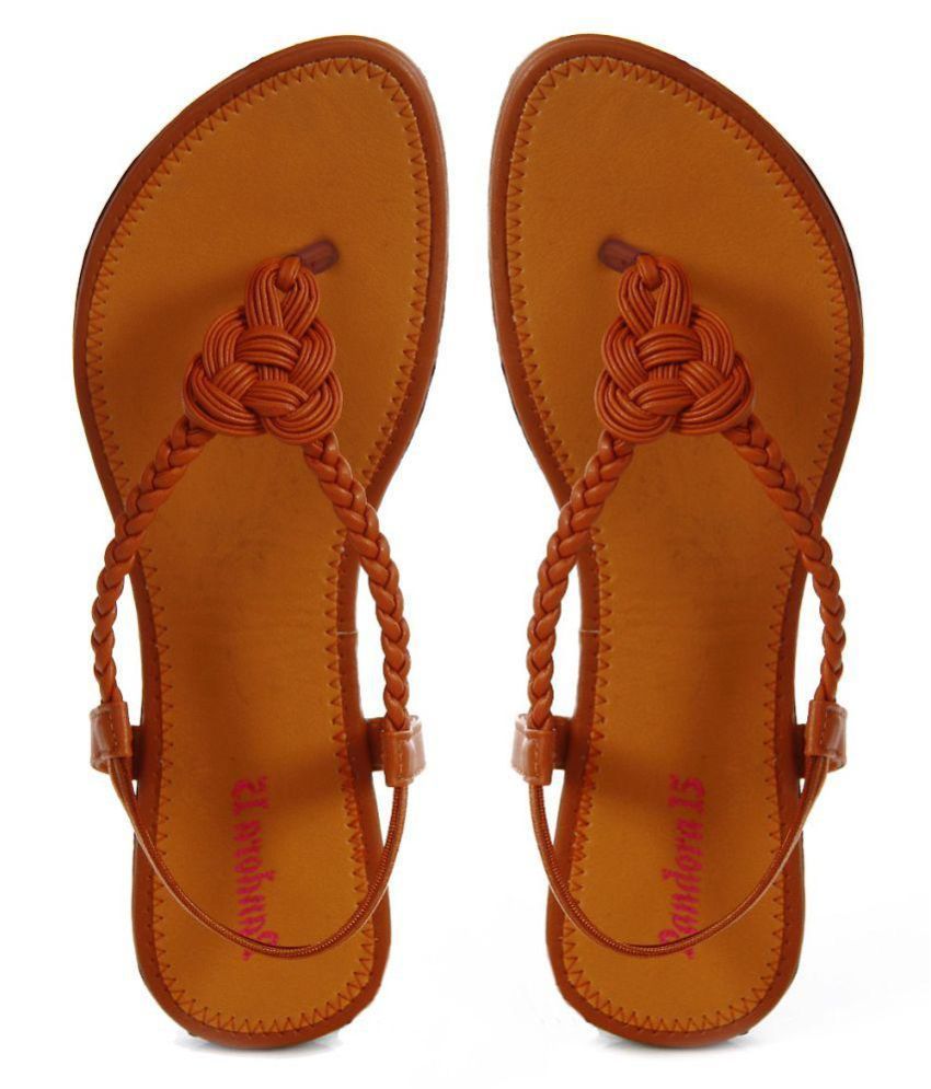 Pandora 15 Tan Slippers Price in India- Buy Pandora 15 Tan Slippers ...