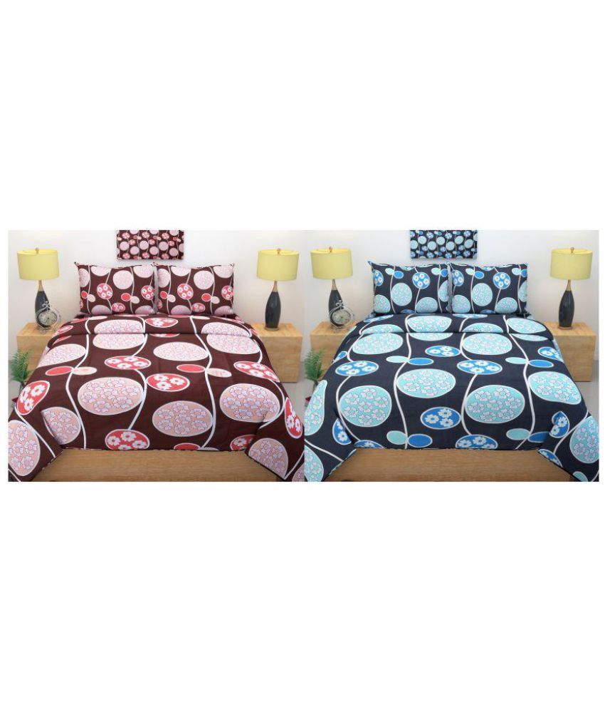 Furnishing Zone Cotton 2 Double Bedsheets with 4 Pillow Covers Buy