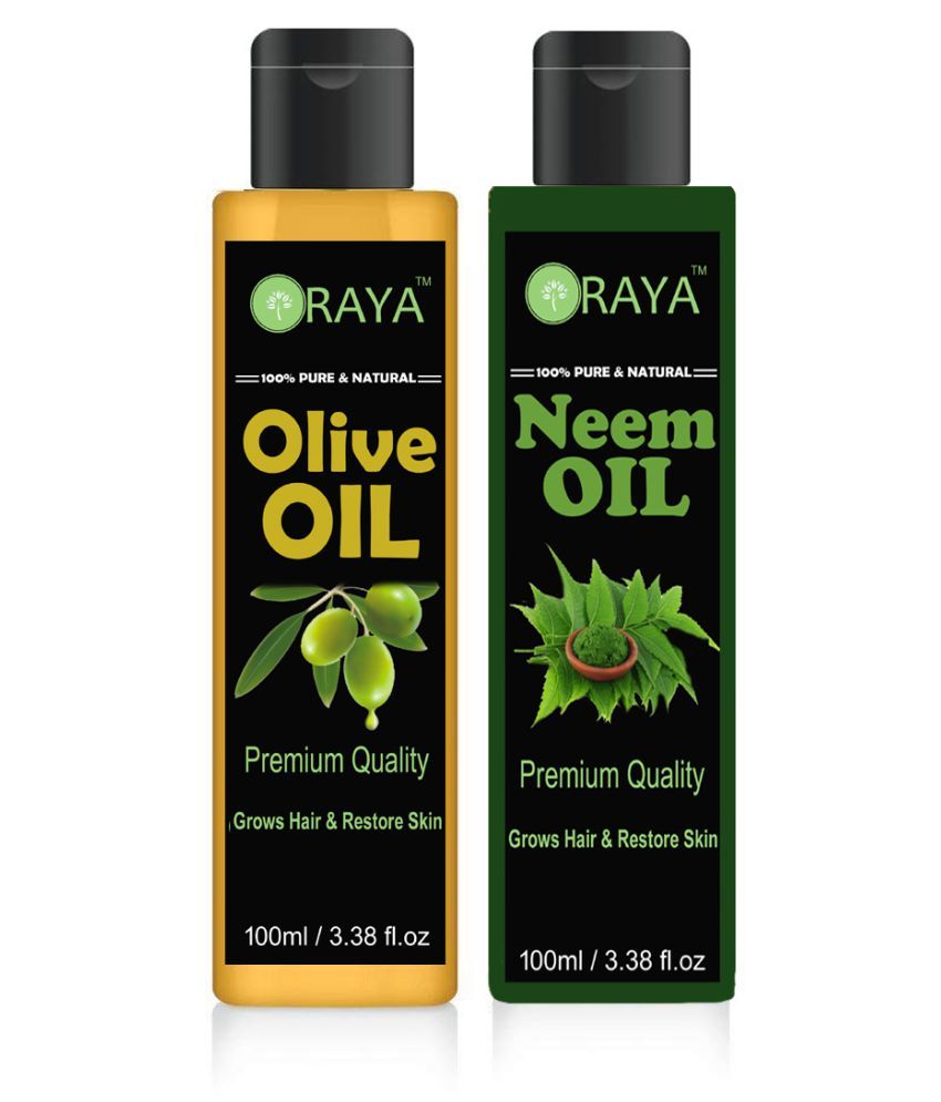     			ORAYA 100% Pure & Natural Extra Light Olive Oil & Neem Hair Oil 200 ml Pack of 2