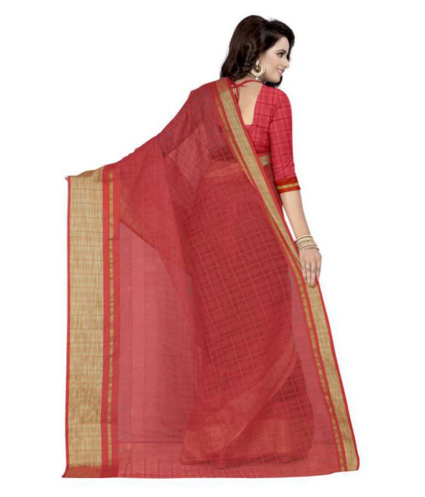 white and red cotton saree online