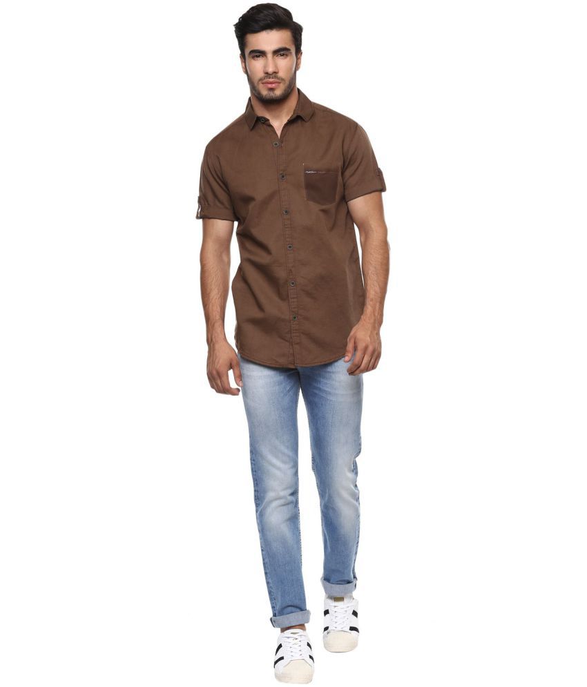 Mufti Brown Slim Fit Shirt - Buy Mufti Brown Slim Fit Shirt Online at ...