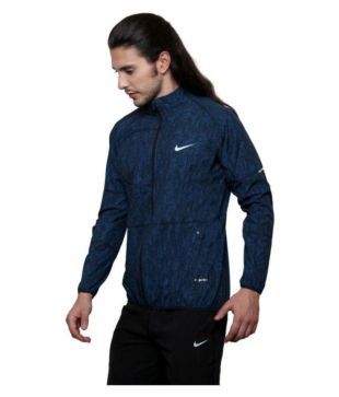 nike blue polyester terry jacket