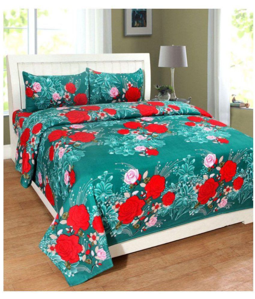     			Decorista Poly Cotton Double Bedsheet with 2 Pillow Covers