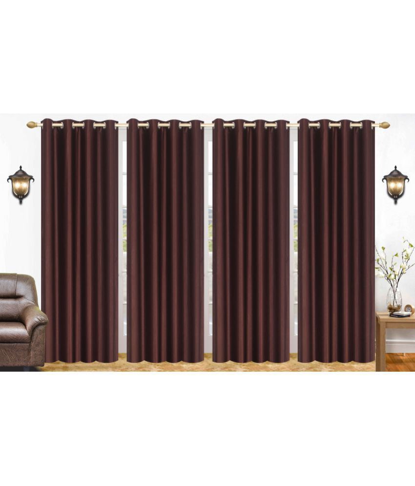     			Stella Creations Set of 4 Door Blackout Eyelet Polyester Curtains Brown