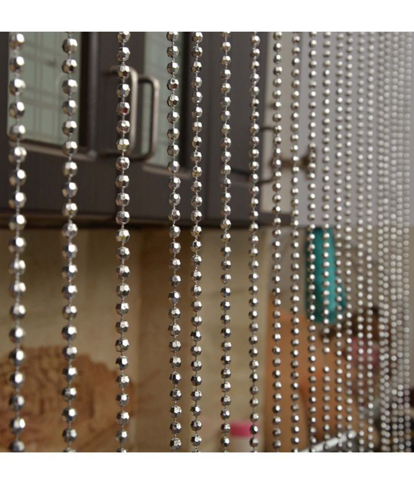     			YUTIRITI Round Fancy Sparkling Door Window String Curtain Bead Rod Hanging - 7ft, Silver