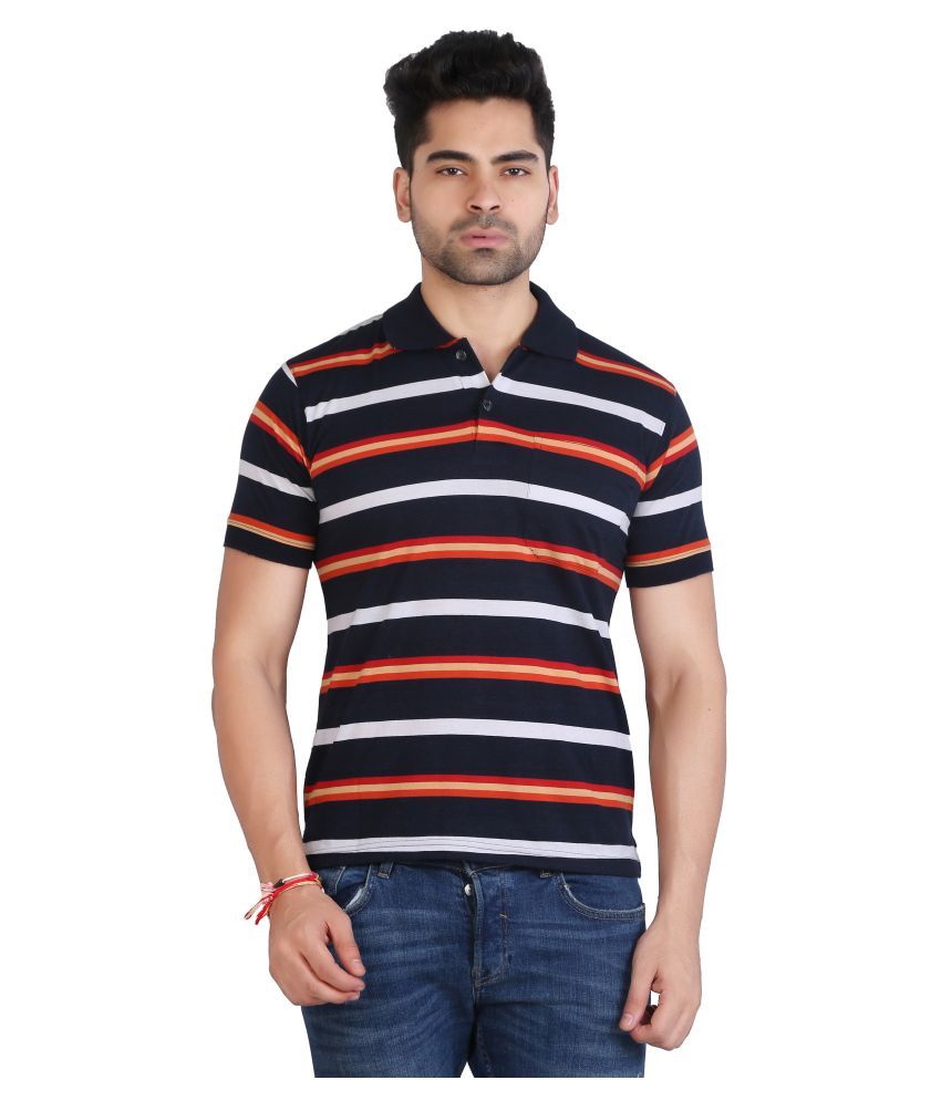     			Awack Navy Slim Fit Polo T Shirt