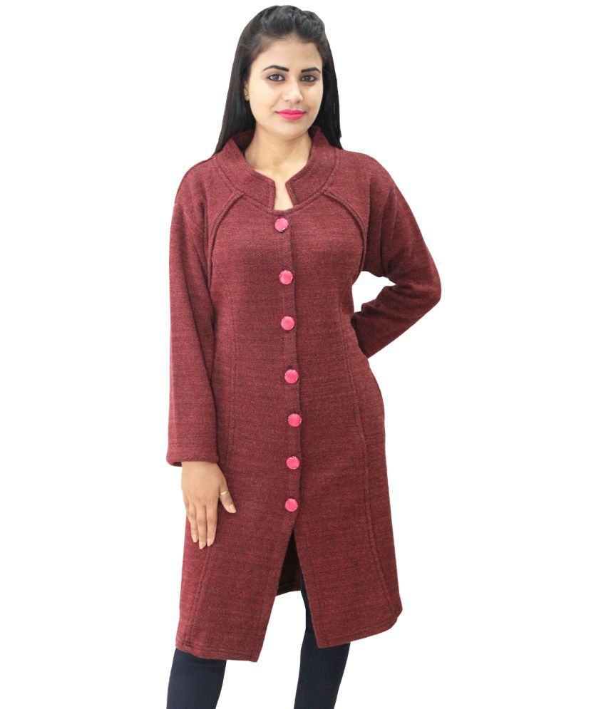 Buy HAUTEMODA Woollen Maroon Wrap Coat Online at Best Prices in India ...