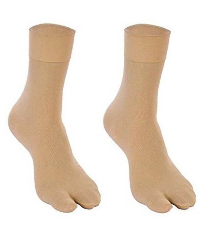     			Tahiro Beige Cotton Thumb Ankle Length Socks - Pack Of 2