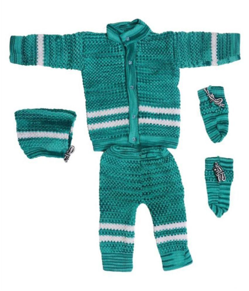 Kids Fashion Hand Made Green Woollen Set 4 Peace Set Buy Kids 