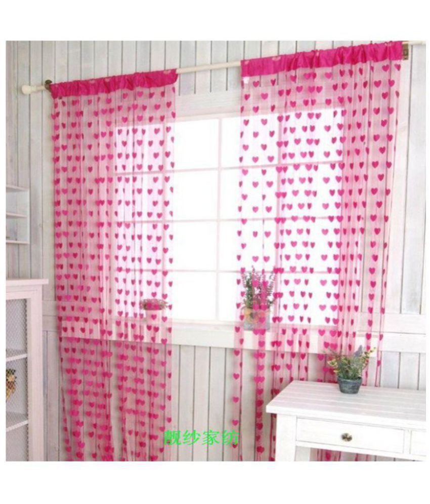     			Tanishka Fabs Others Transparent Rod Pocket Door Curtain 6.5 ft Single -Pink
