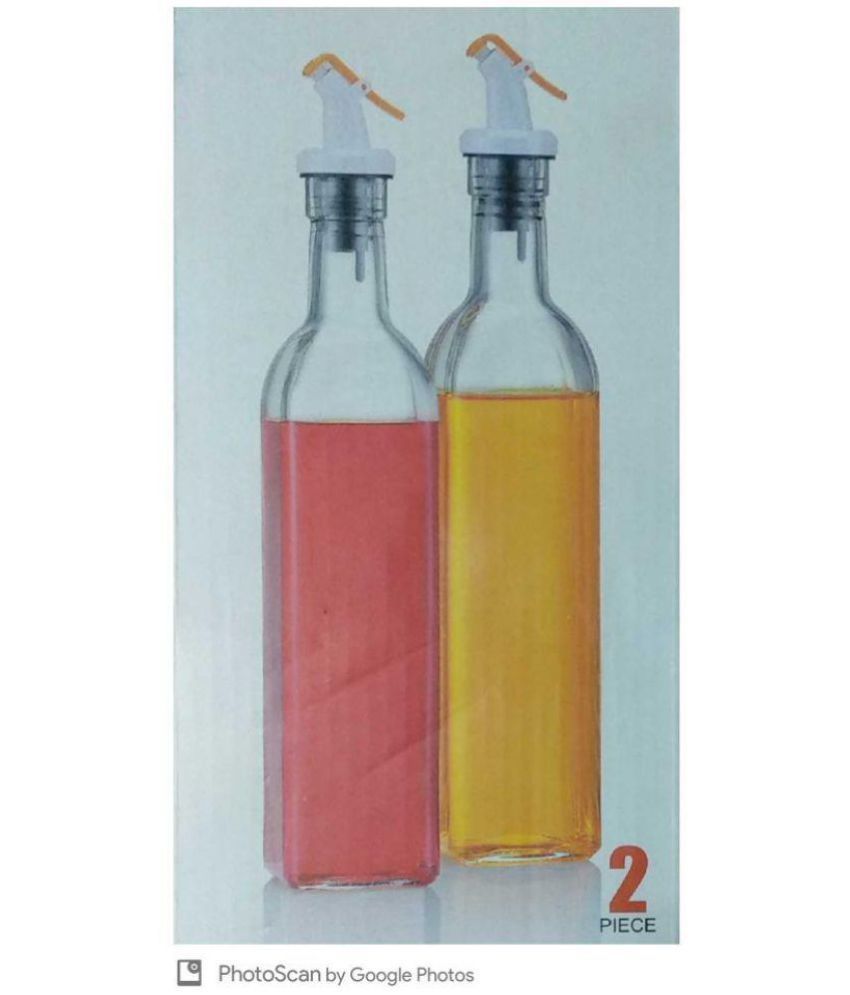 Kara Oil amp; Vinegar Cruet Multicolour 500 ml Glass Fruit Infuser Set of 2