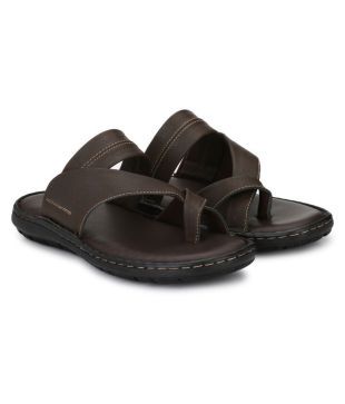 shences brown leather slippers