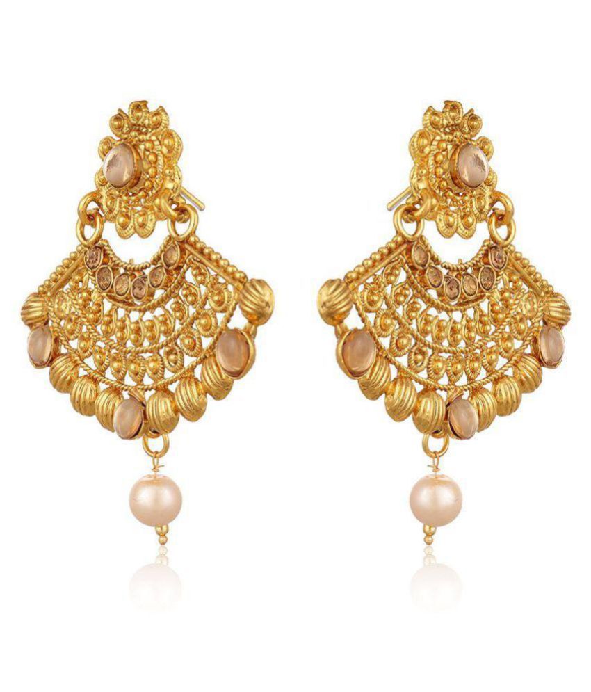 Traditional Gold Plated Dangle & Drop Earring with Maang Tikka Set for ...