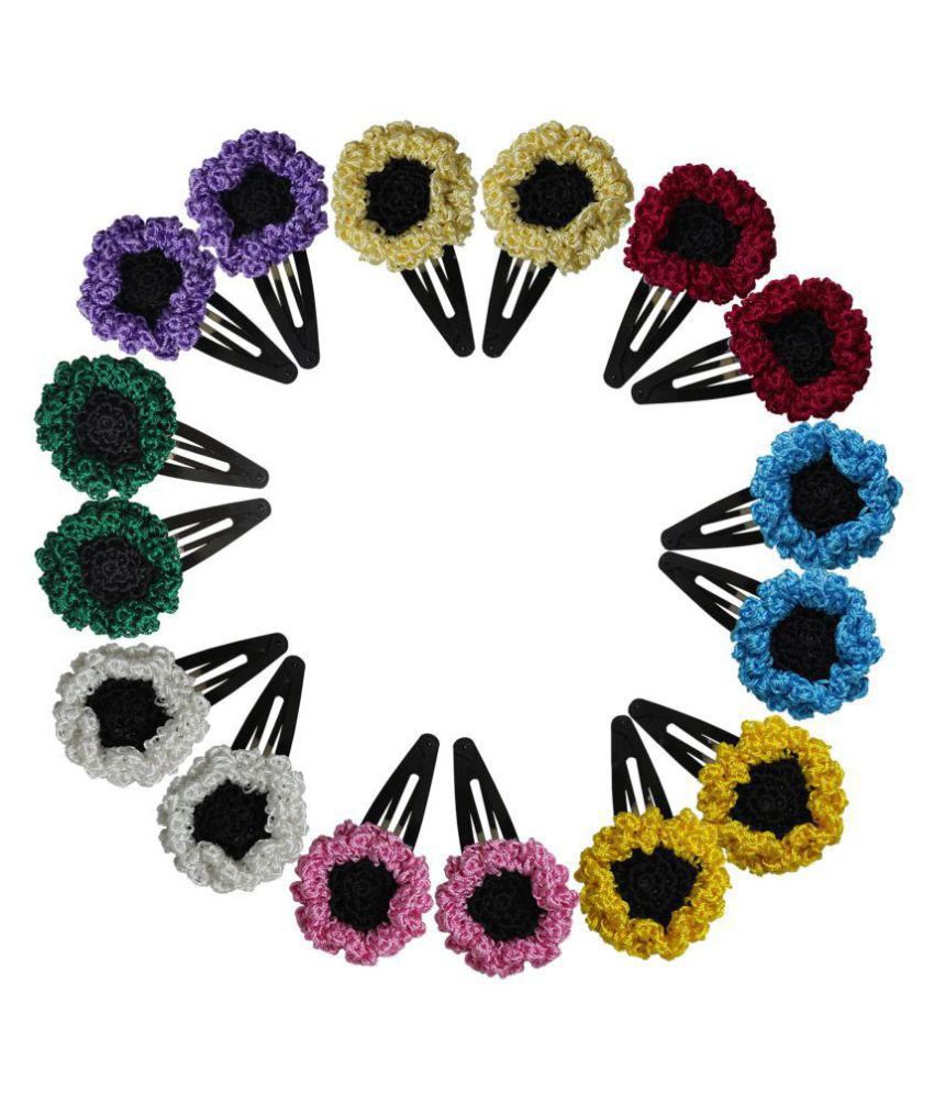 Crochet Sunflower Hair Clips
