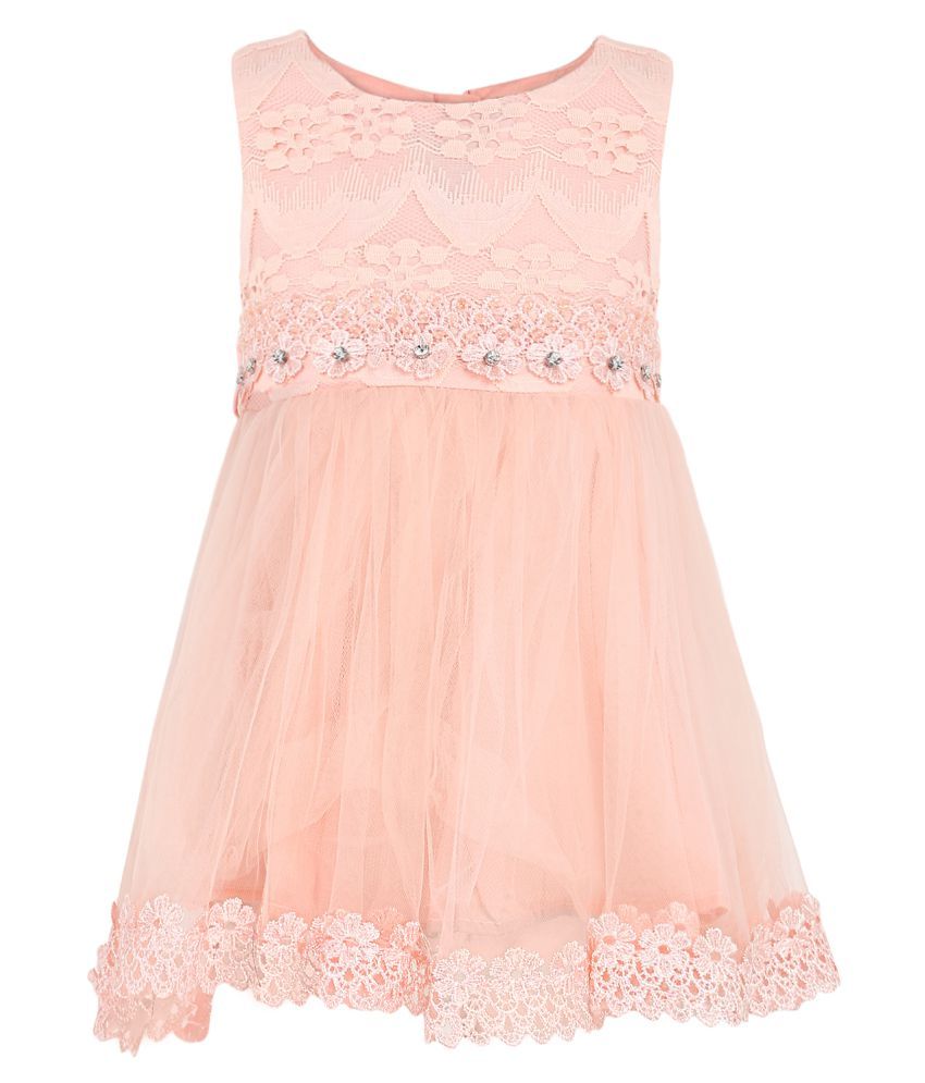 peach colour party frock